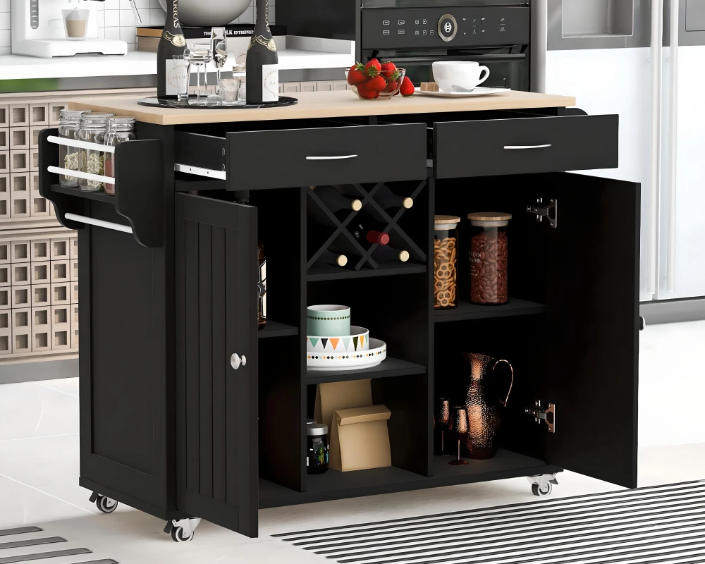 kitchen island with stools and storage
